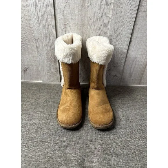 SO Womens Boots Size 5 Chestnut Brown Lori Style Winter Faux Fur Trim Winter - Picture 5 of 8